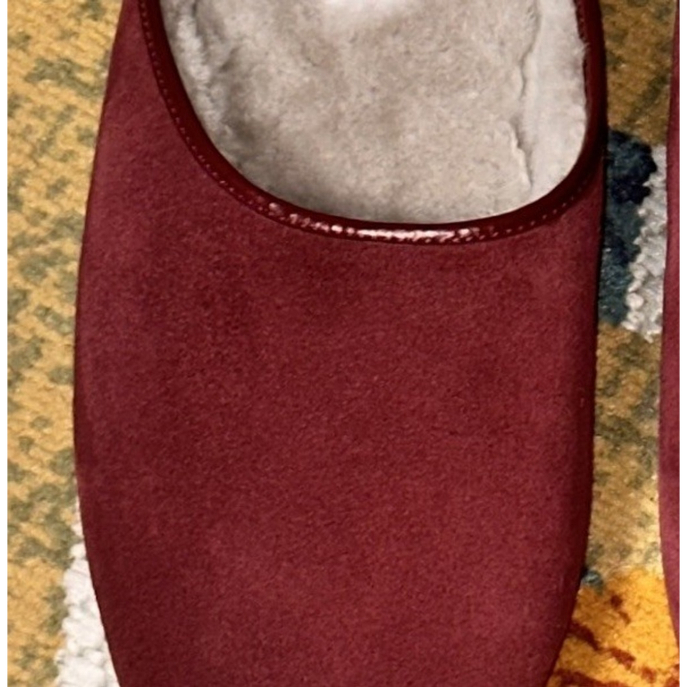 Derek Rose Mens Douglas Mule Slippers - Size 10 - Bordeaux Burgundy Sheepskin - Picture 8 of 8